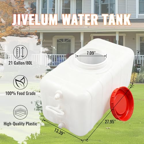 Portable Water Storage Tank 80L/21 Gallon Rectangular Outdoor Water Container - Translucent White