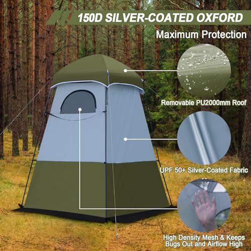 Castle Unicorn Green Camping Shower Tent 7.9 ft Extra Tall Privacy Shelter with Floor