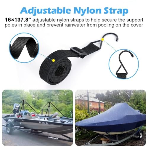 4-Pack Stainless Steel Boat Cover Support Poles Adjustable 30.7-71" with Heavy-Duty Bases