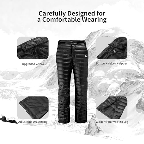 Naturehike Insulated Winter Snow Ski Pants for Men & Women, Black XXL