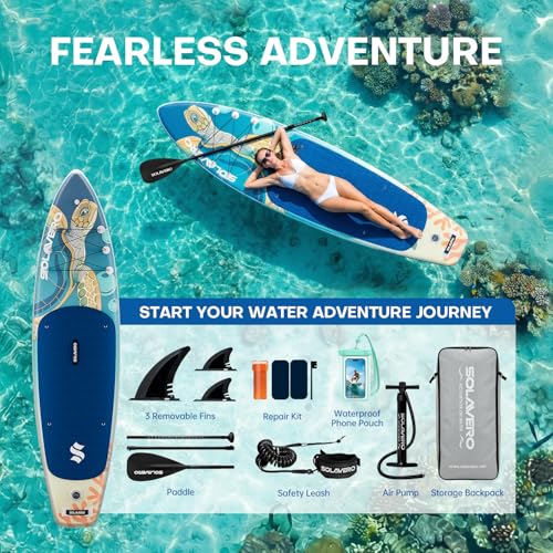 11' Turtle Inflatable Stand Up Paddle Board - Supports 500LB, Stable & Durable