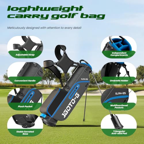 Right Hand Men's Blue Golf Clubs Set - Complete 11-Piece Golf Club Set with Stand Bag
