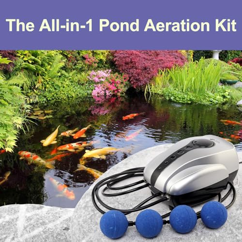AquaMiracle 2000 Gallon All-in-One Koi Pond Aerator Kit with Air Stones & Check Valves