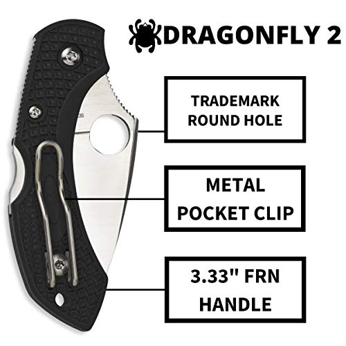 Spyderco Dragonfly 2 Lightweight Folding Pocket Knife 2.2" Black FRN Handle