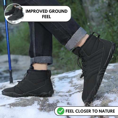 Hike Footwear Caspar Pro HF Non-Slip Winter Barefoot Shoes - Wide Women 9-9.5 / Men 7-7.5, Black