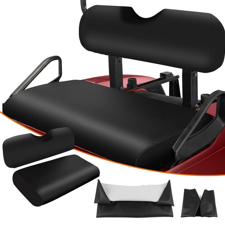 ZWPARTS Golf Cart Front Seat Covers Staple On Replacement for EZGO TXT 1995-2013 Golf Cart Black Micro Fiber Leather Seat Cover
