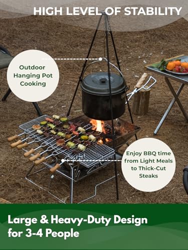 Large Portable Fire Pit Grill 20 Inch Stainless Steel Camp Cooking BBQ MT-3 - Variation of THIS listing: Charcoal Grill