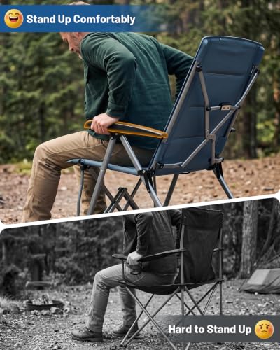 Heavy Duty Camping Recliner Chair 500lbs Support Folding Outdoor Chair