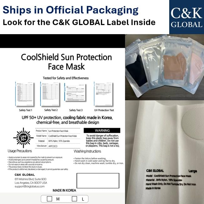 Medium White Korean UPF 50+ UV Sun Protection Face Mask for Outdoor Activities