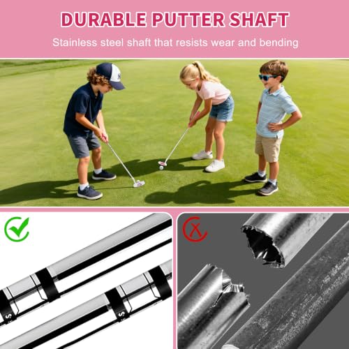 Kids Junior Golf Putter 24 Inch Right Handed with Alignment Line - White Pink