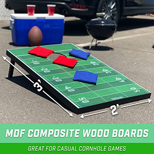 Cornhole Set with Football Field Design - 3x2 ft Portable Tailgate Game - Includes 2 Boards & 8 Bean Bags - Variation: 3 x 2 ft Football