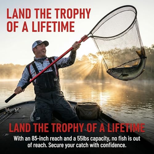 Heavy Duty Telescoping Fishing Landing Net 27in Wide Net for Saltwater & Boat Use