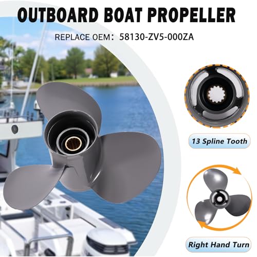 11 1/4 Inch Aluminum Outboard Boat Propeller for Honda 35-60HP, 3 Blades, RH, 13 Spline