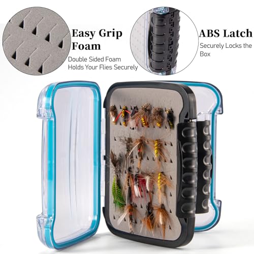 Dr.Fish Waterproof Fly Fishing Box 5X3.9X1.4 Inches Double Sided Storage Case