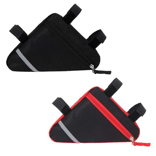 QitinDasen Maivingthuit 2 Pieces Bike Triangle Bags, Waterproof Bicycle Front Tube Frame Bag, Double-Sided Reflective Decoration Makes Night Riding Safer (Red + Black)