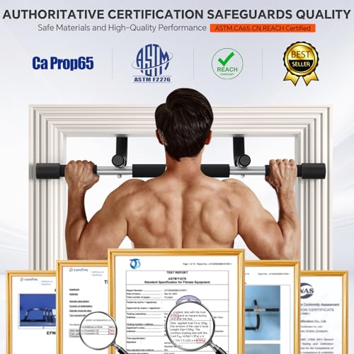 Ally Peaks Silver Pull Up Bar for Doorway - Heavy Duty Steel, Max 440 lbs, Multi-Grip Fitness Trainer