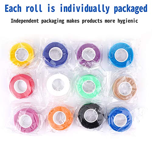 Self-Adherent Cohesive Bandages 24 Pack - Elastic Sports Wraps for Sports Injuries