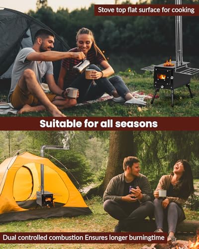 Portable Wood Stove for Camping with Temperature Control & Accessories