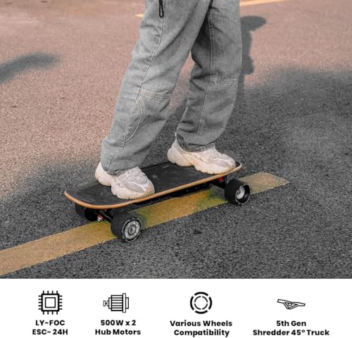 Mini5 Electric Skateboard with Remote, Up to 28 MPH & 11-Mile Range, 330lb Max Load, 33-Inch Compact Cruiser