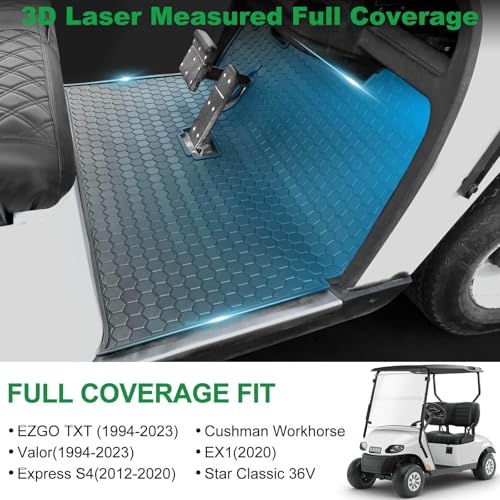 LEAPGOMAX Black Golf Cart Floor Mat for EZGO TXT, Valor, EX1, Cushman Workhorse