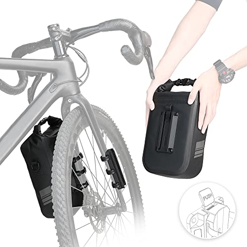 Rhinowalk 6L Front Fork Bag – Waterproof Bike Pannier/Shoulder Bag for E‑Scooters & Mountain Bikes (Black)