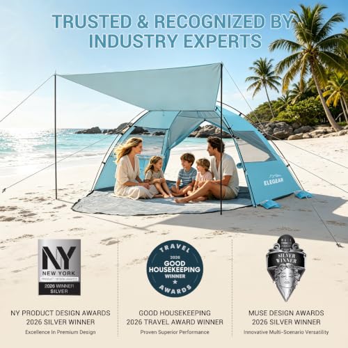 Beach Tent Sun Shelter with Canopy for 4-5 People - Sky Blue - Elegear CumbreX™