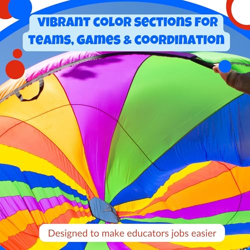 Activejoy 24FT Rainbow Parachute for Kids with 24 Handles - Outdoor Group Play Toy