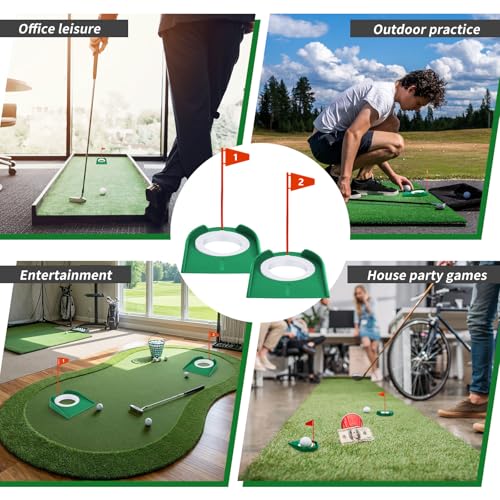Sotiff 3 Pcs Golf Putting Practice Cup Hole Training Aids Golf Accessories Training Putters with Plastic Flag for Adult Office Garage Yard Indoor Outdoor Practice (Red)