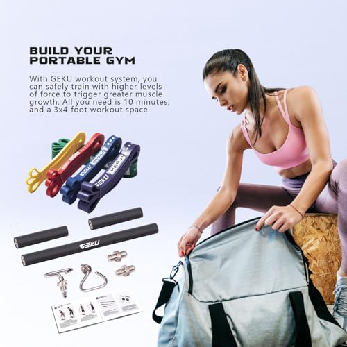 Adjustable Resistance Band Bar Set with 5 Resistance Bands - Heavy Duty Workout, Core & Strength Training