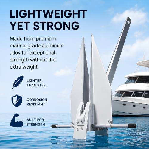 MarineNow Aluminum Fluke Boat Anchor EX-4 16-27' - Lightweight, Corrosion-Resistant, 4 lbs