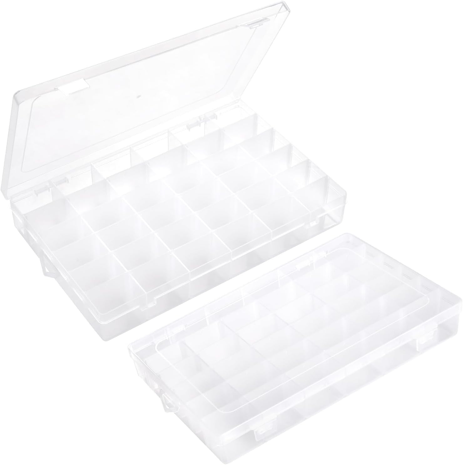 Skiennix Clear Plastic Storage Box - Rectangular Organizer for Beads, Jewelry & Crafts | 36 Grids with Labels