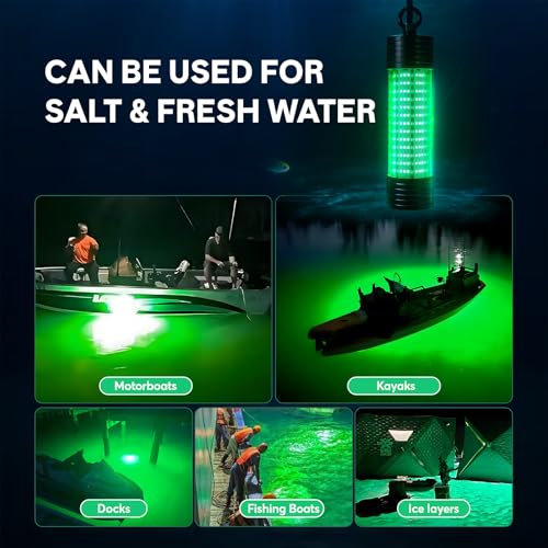 CexnVerny 150W 20000LM Underwater Green Fishing Light for Docks, Boats & Kayaks
