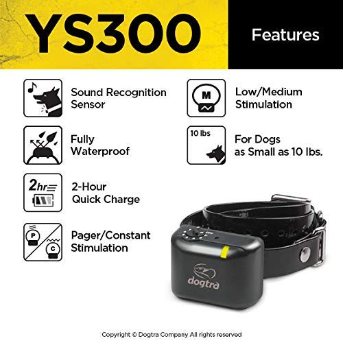Dogtra YS300 No Bark Collar for Small & Medium Dogs 10 lbs Up Rechargeable Waterproof