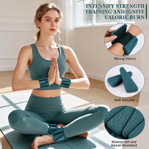 Adjustable Ankle Weights Set of 2 - 4 lb Pair with Variation Deep Emerald for Fitness