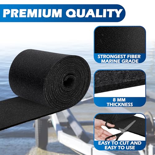 Black 50FT x 12in Marine Boat Trailer Bunk Carpet - Extra Thick 25oz Waterproof UV-Resistant