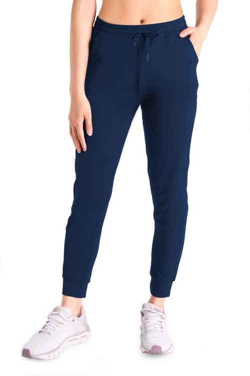 Yogipace Petite Women's Lightweight Anti-Shrink Active Joggers Lounge Sweatpants Yoga Jogger Pants,25",Dark Blue,Size XL