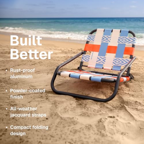 GoSports Outdoors Baja Low Profile Folding Beach Chair - Lightweight, Portable with Shoulder Strap