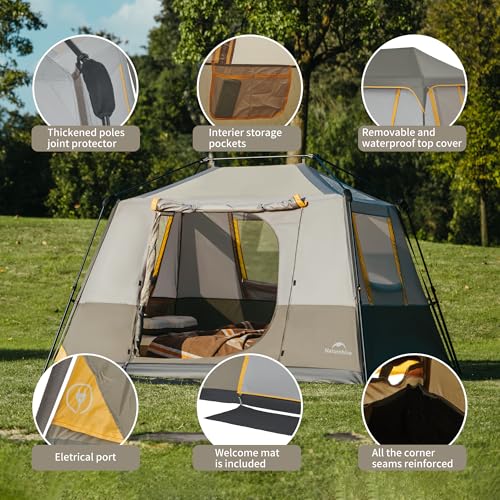 Naturehike Grey 4-Person Instant Pop-Up Camping Tent - Waterproof & Easy Setup