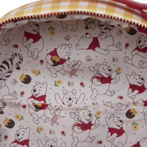 Winnie the Pooh Gingham Mini Backpack - Vegan Leather, Adjustable Straps