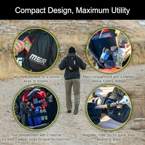 MSR Enduro Hydration Pack 2L Black - Lightweight Cycling Water Backpack