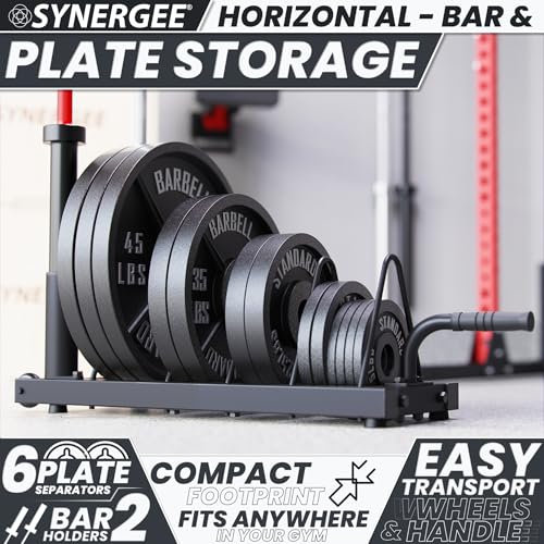 Synergee 350 lb Capacity Horizontal Weight Plate Rack with Bar Holders
