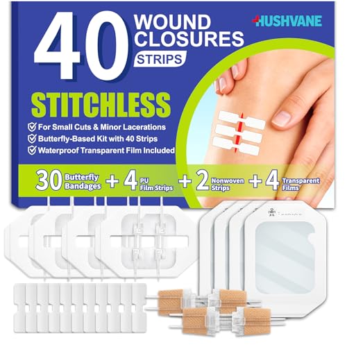Wound Closure Strips for Skin 40 Pack Waterproof & Breathable First Aid