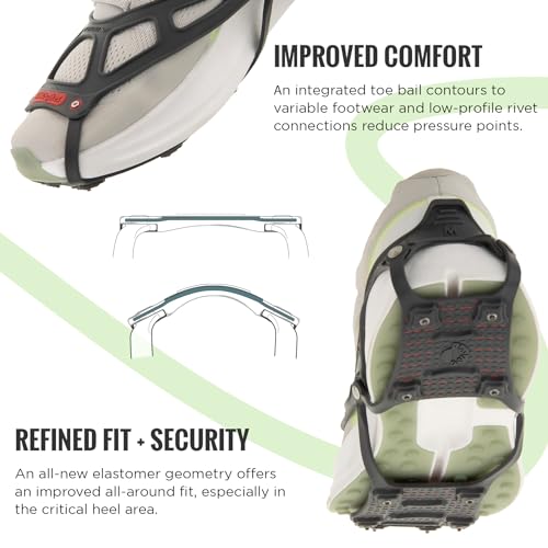 Kahtoola NANOspikes Traction Footwear for Icy Winter Road Running & Walking - Charcoal/Large