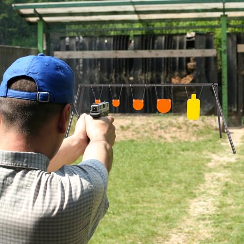 A- 1/2" Thick AR500 Target System with Stand & Gong Targets - Heavy Duty Shooting Practice for Rifle & Pistol