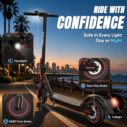 Phantomgogo Folding Electric Scooter for Adults - Black, 18.6 MPH, 15 Mile Range