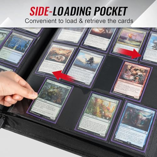 Black 16-Pocket Zipper Card Binder for Trading Cards - 1280 Capacity