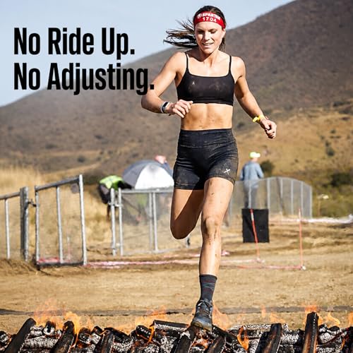 ShocSox Women's 5" Running Compression Shorts - Medium Black No-Ride-Up, High-Waist with Pockets & Leg Grippers