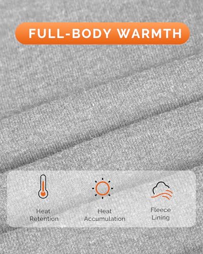 SAVIOR HEAT Men's Heated Long Johns Set 3X-Large Grey Rechargeable Thermal Underwear, 13H Warmth