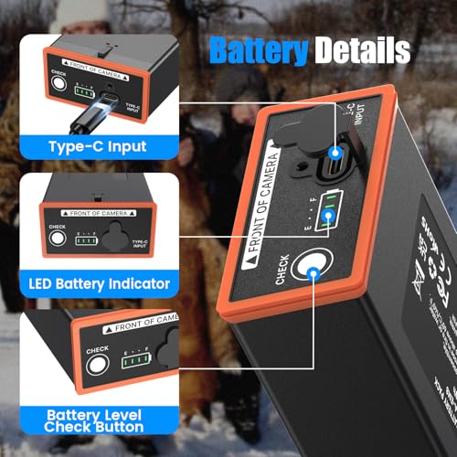 ZENZENBA 4-Pack Power Mag Battery for Moultrie Edge + 4 USB-C Cables | 5000mAh Rechargeable Batteries