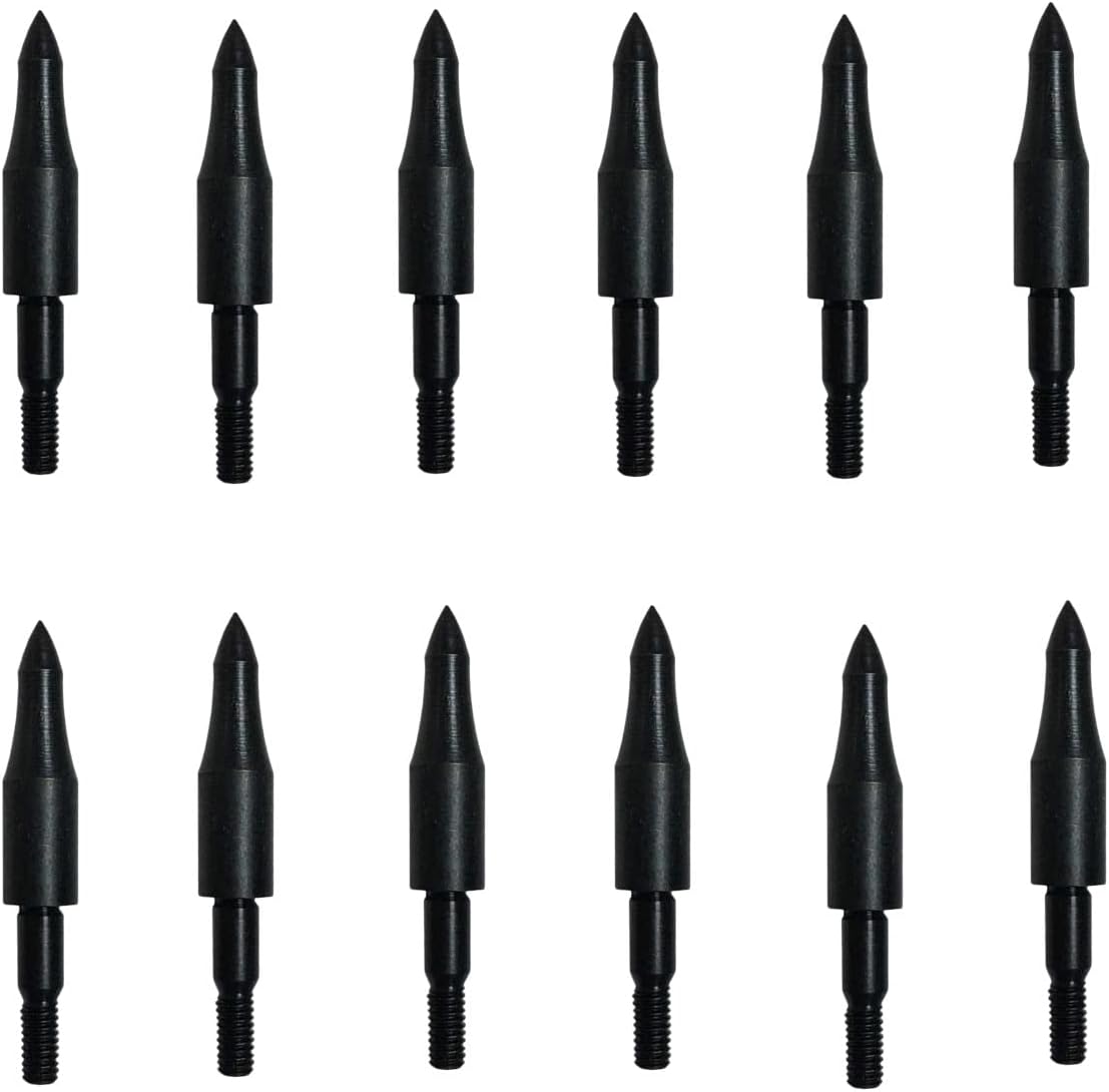 Skiennix 12pcs High Precision Crossbow Arrow Tips - Screw-In Bullet Points for 5/16 Inch Arrows | Ideal for Target Practice